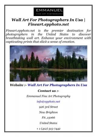 Wall Art For Photographers In Usa  Fineart.epphoto.net