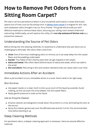 how to remove pet odors from a sitting room carpet