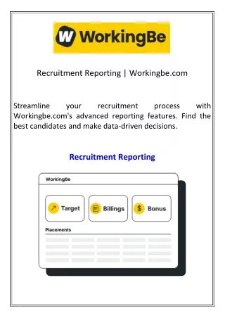 Recruitment Reporting Workingbe.com