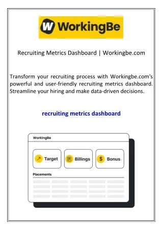 Recruiting Metrics Dashboard  Workingbe.com