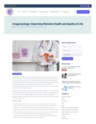 Urogynecology: Improving Women's Health and Quality of Life