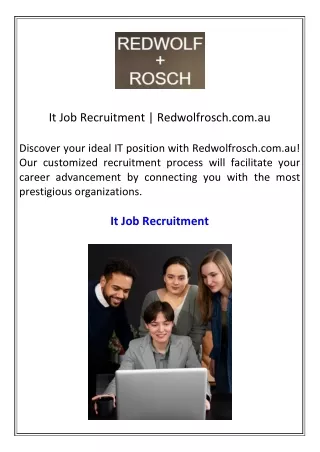 it job recruitment redwolfrosch com au