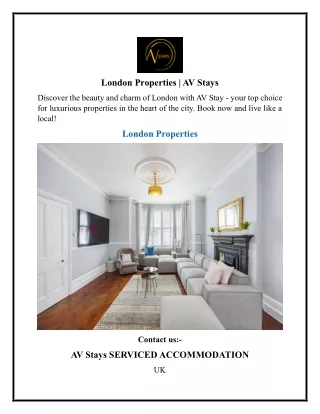 London Properties  AV Stays