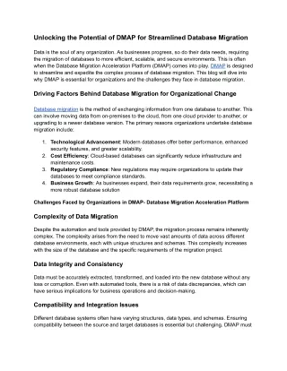 Unlocking the Potential of DMAP for Streamlined Database Migration