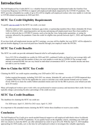 SETC Tax Credit Guide