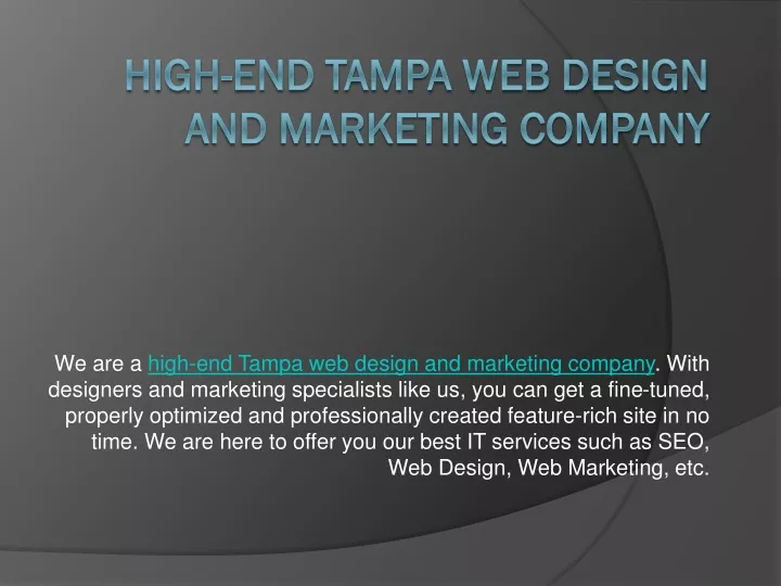 high end tampa web design and marketing company