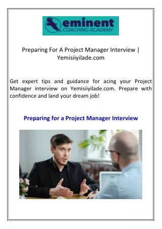 preparing for a project manager interview