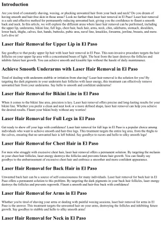 Flaunt a Smooth Back and Neck: Laser Hair Removal in El Paso