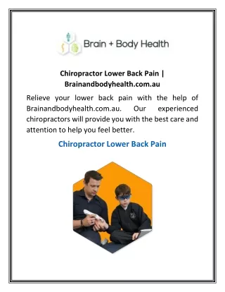 Chiropractor Lower Back Pain Brainandbodyhealth.com.au