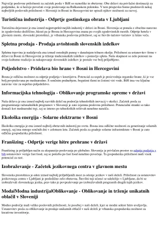 Najbolj obetavne poslovne priložnosti za začetek posla v Slovenski državi in BiH
