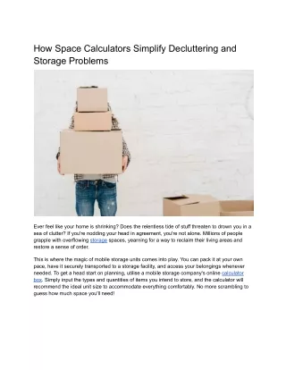 How Space Calculators Simplify Decluttering and Storage Problems