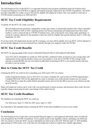 SETC Tax Credit Guide