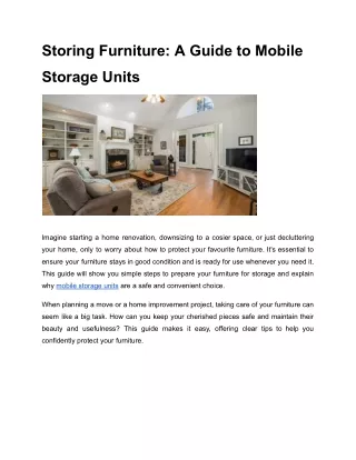 Storing Furniture: A Guide to Mobile Storage Units