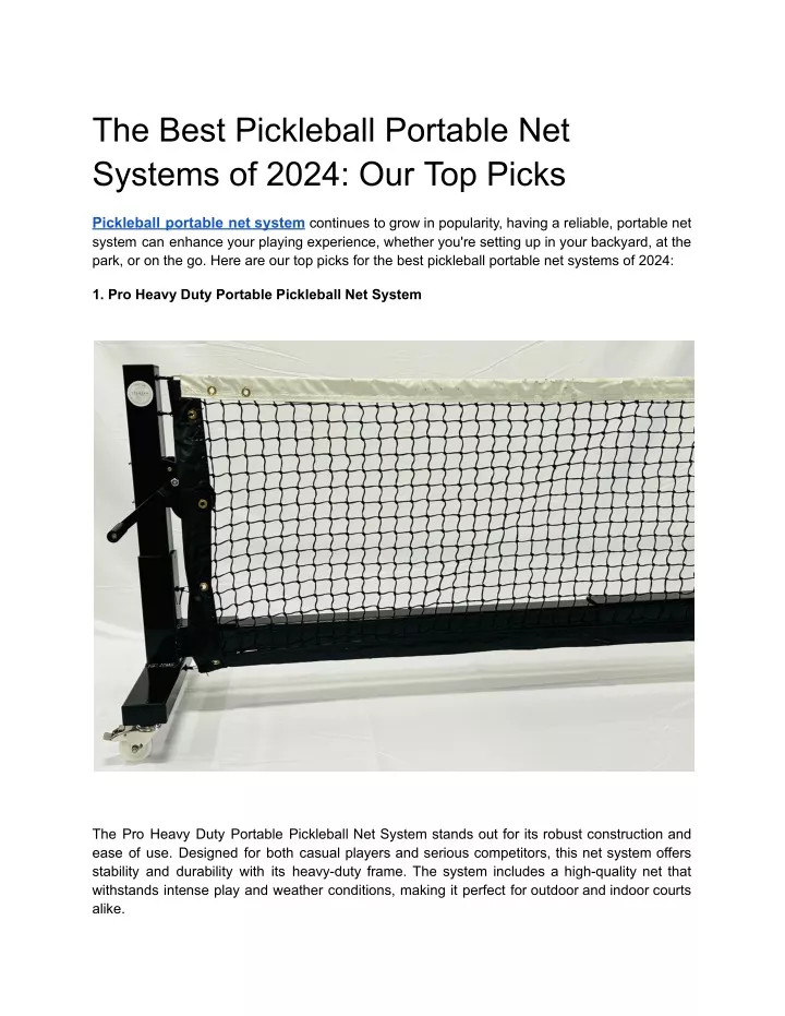 the best pickleball portable net systems of 2024