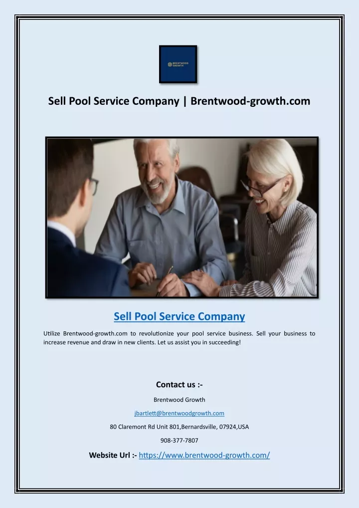 sell pool service company brentwood growth com