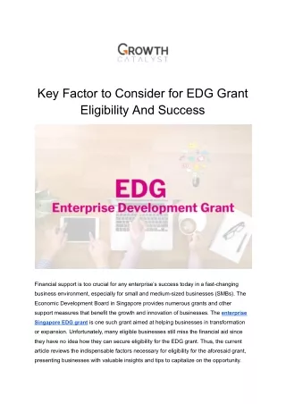 Key Factor to Consider for EDG Grant Eligibility And Success