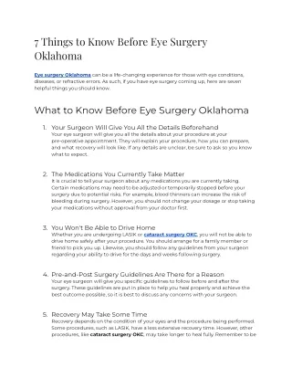 7 Things to Know Before Eye Surgery Oklahoma