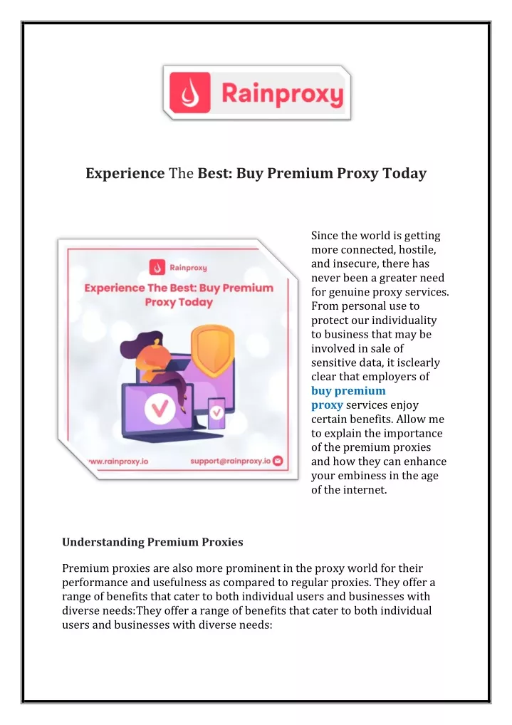 experience the best buy premium proxy today