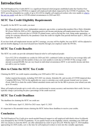 SETC Tax Credit Guide