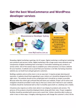 Get the best WooCommerce and WordPress developer services
