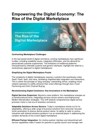 Empowering the Digital Economy The Rise of the Digital Marketplace