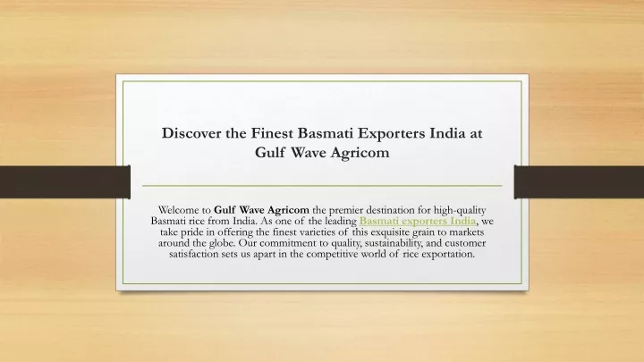 discover the finest basmati exporters india at gulf wave agricom