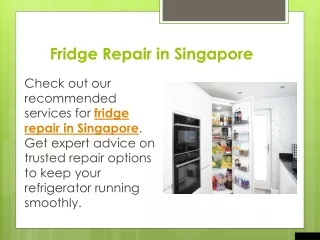 Fridge Repair in Singapore