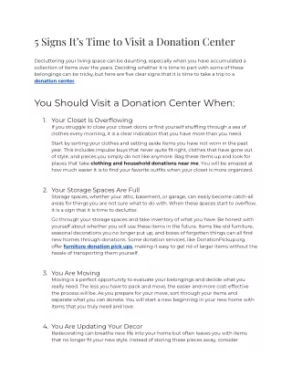 5 Signs It’s Time to Visit a Donation Center