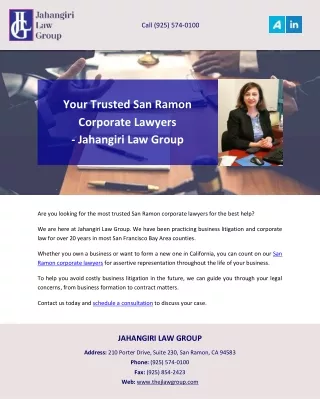 Your Trusted San Ramon Corporate Lawyers - Jahangiri Law Group