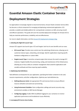 Essential Amazon Elastic Container Service Deployment Strategies