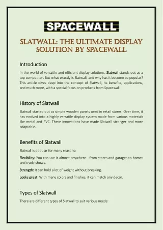 Slatwall: The Ultimate Display Solution by Spacewall