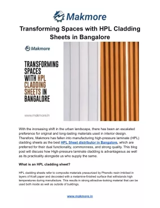 Transforming Spaces with HPL Cladding Sheets in Bangalore