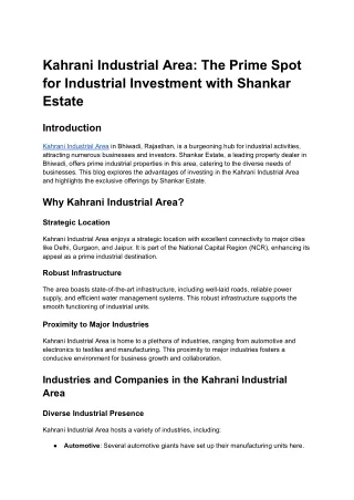 Kahrani Industrial Area_ The Prime Spot for Industrial Investment with Shankar Estate