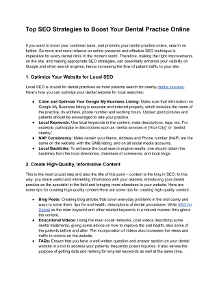 Top SEO Strategies to Boost Your Dental Practice Online