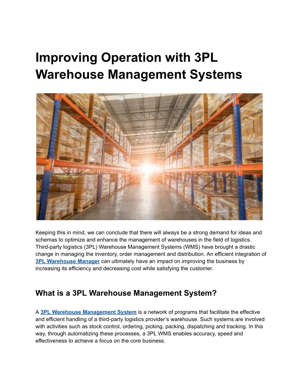 PPT - Improving Operation with 3PL Warehouse Management Systems ...