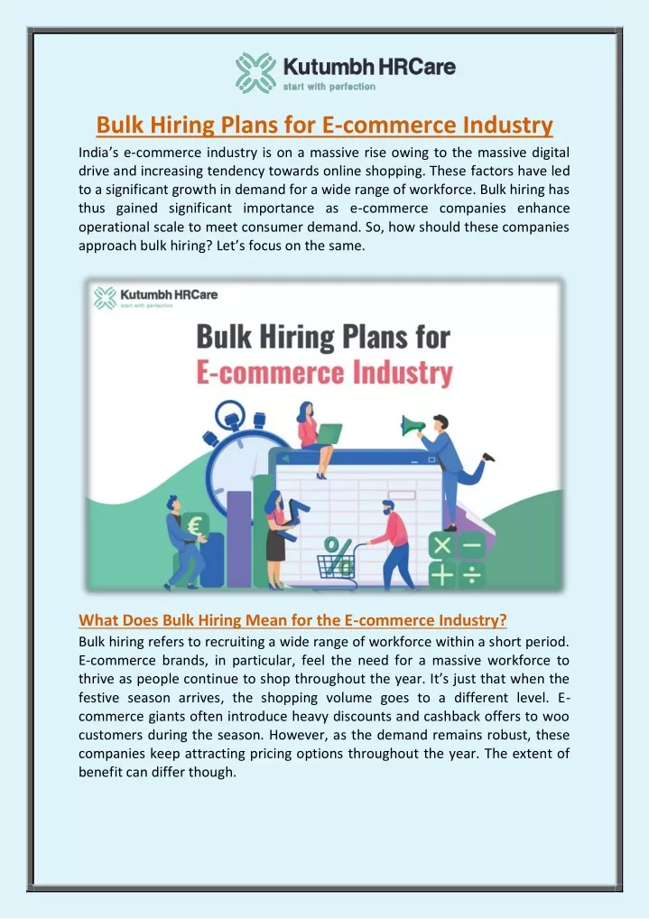 bulk hiring plans for e commerce industry india