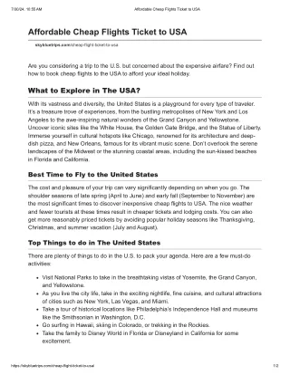 Affordable Cheap Flights Ticket to USA