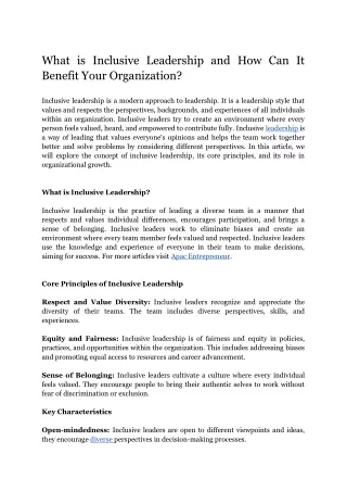 What is Inclusive Leadership and How Can It Benefit Your Organization