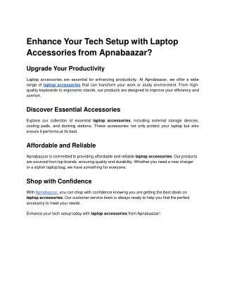Enhance Your Tech Setup with Laptop Accessories from Apnabaazar