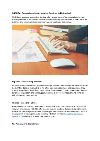 NSSKCA: Comprehensive Accounting Services in Hyderabad