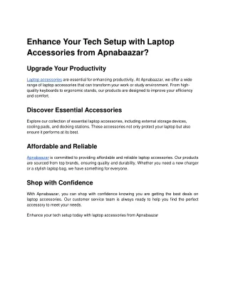 Enhance Your Tech Setup with Laptop Accessories from Apnabaazar