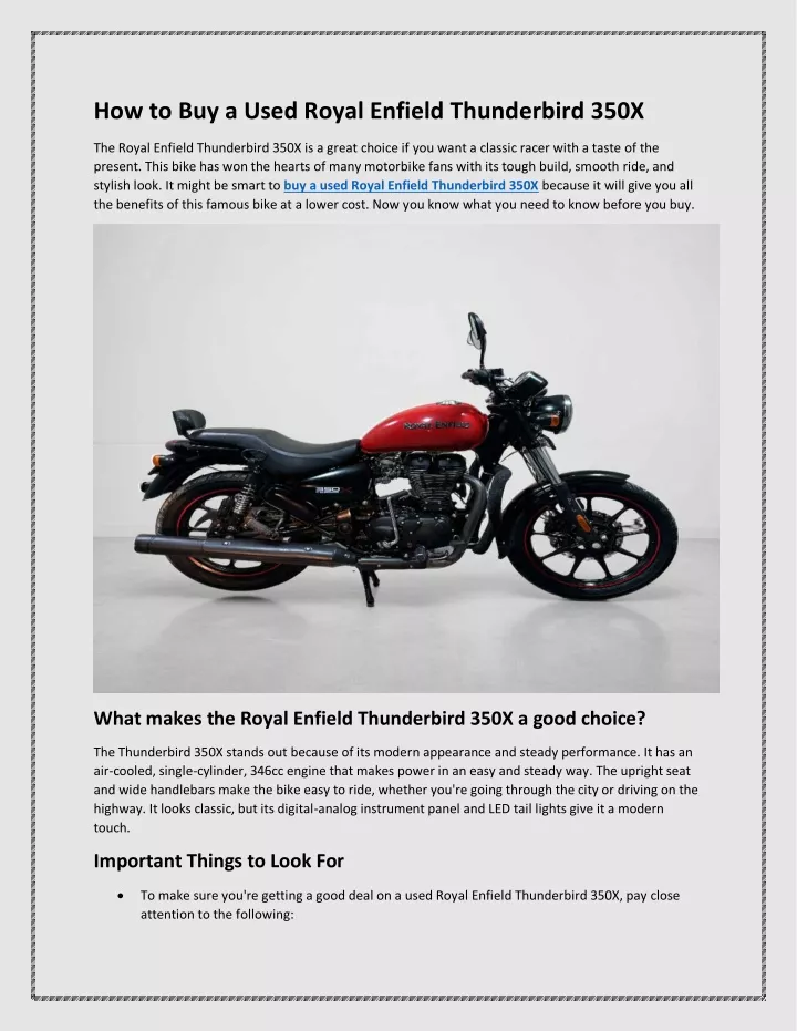 how to buy a used royal enfield thunderbird 350x