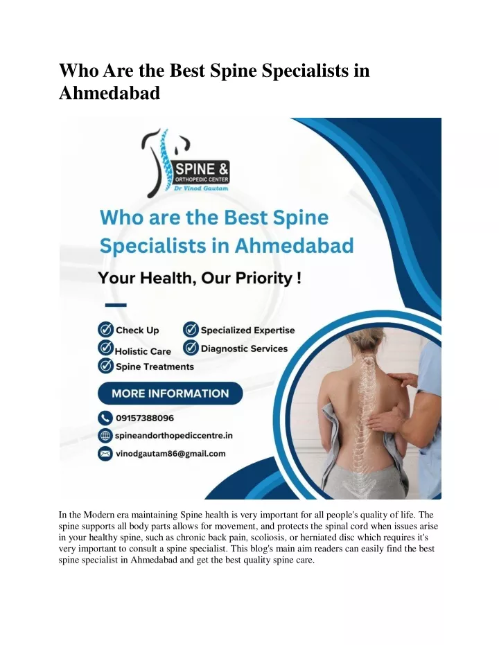 who are the best spine specialists in ahmedabad