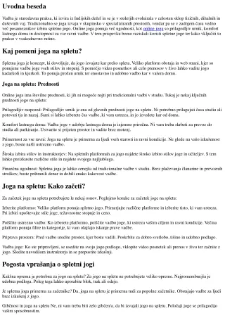 Joga na spletu: Odkrijte prednosti prilagodljivega urnika