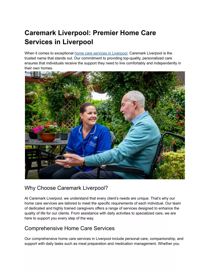 caremark liverpool premier home care services