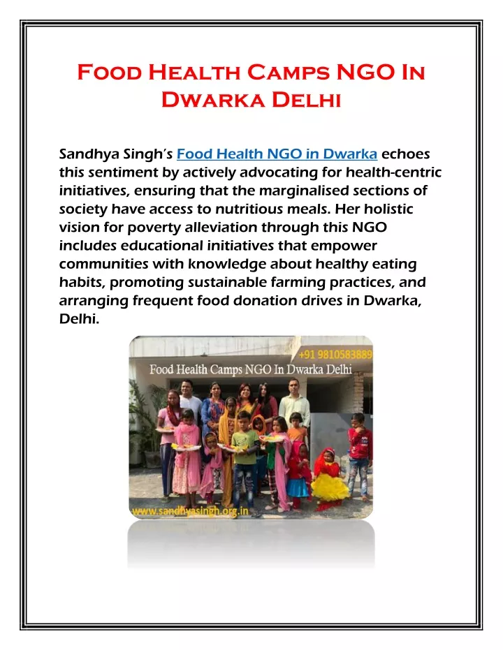 food health camps ngo in dwarka delhi