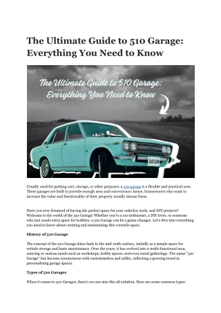 the ultimate guide to 510 garage everything