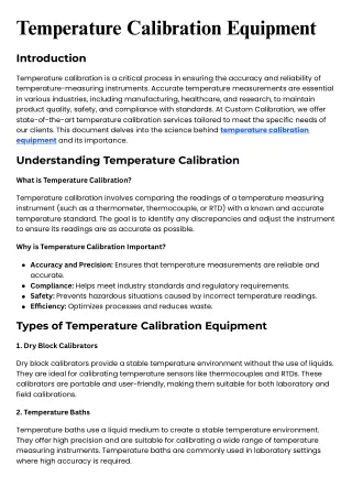 Temperature Calibration Equipment