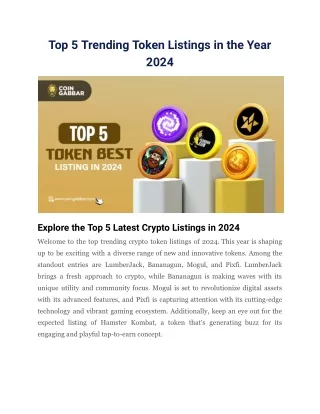 Top 5 Trending Token Listings in the Year 2024