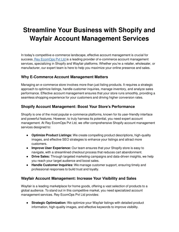 streamline your business with shopify and wayfair account management services